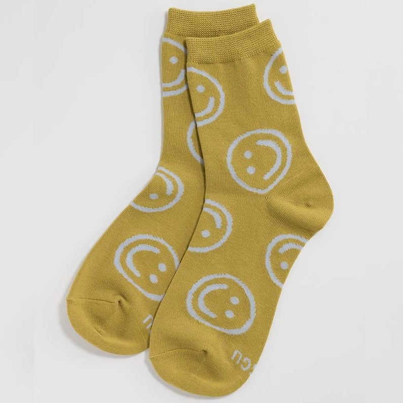 Baggu Crew Sock - Ochre Happy