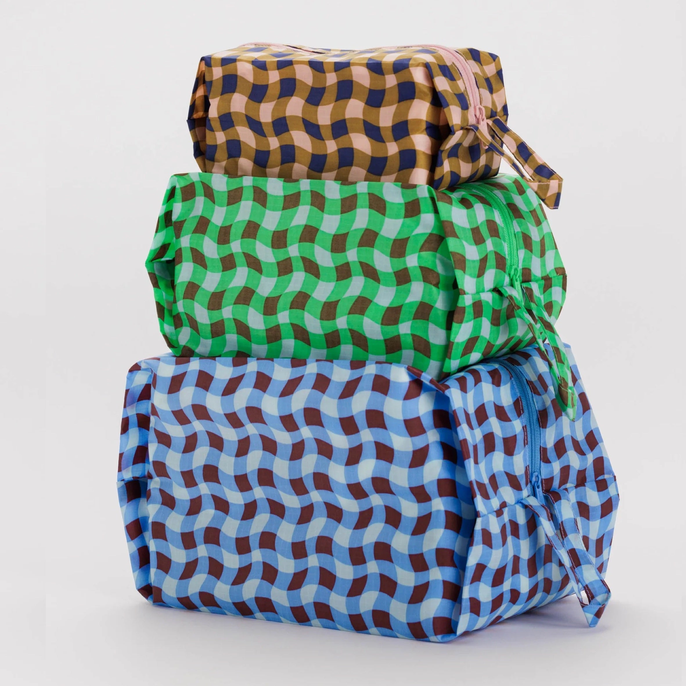 Baggu 3D Zip Set - Wavy Gingham
