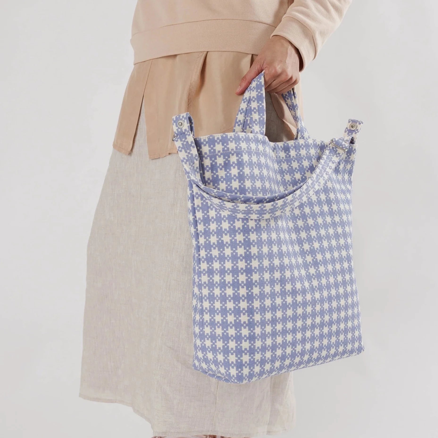 Baggu Duck Bag - Blue Gingham Pixel