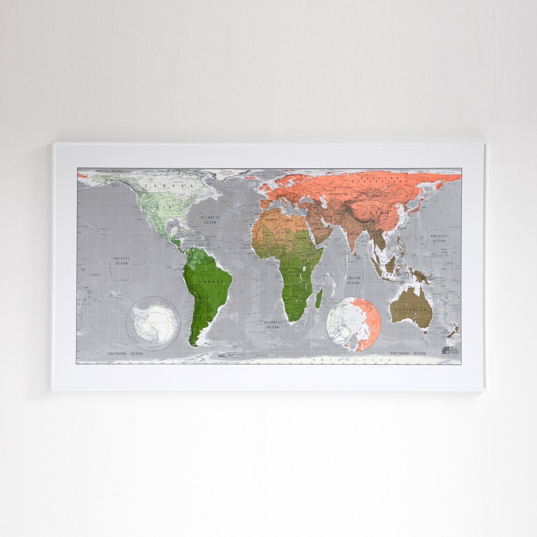 Future Map - world (coral, gold, khaki)