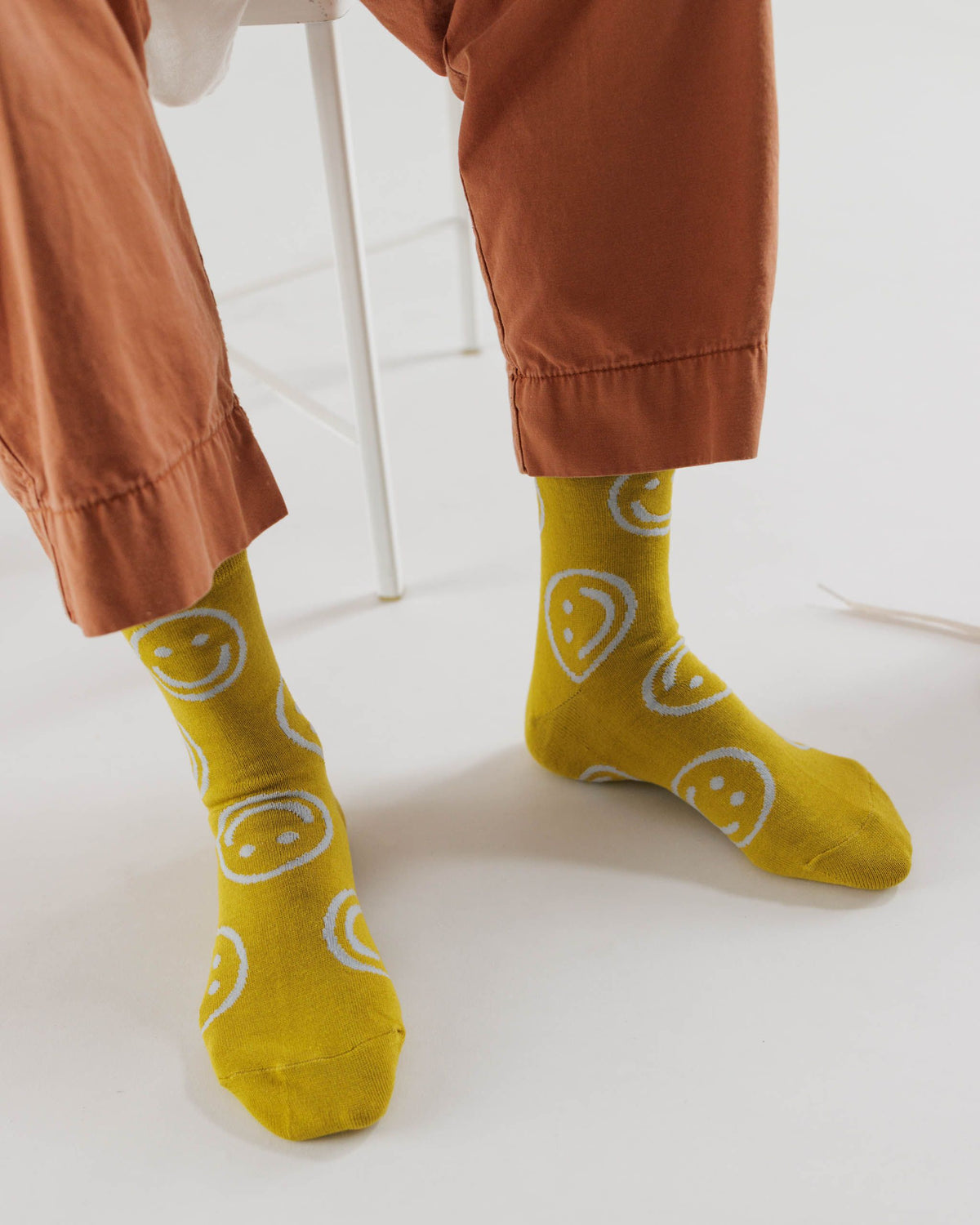 Baggu Crew Sock - Ochre Happy