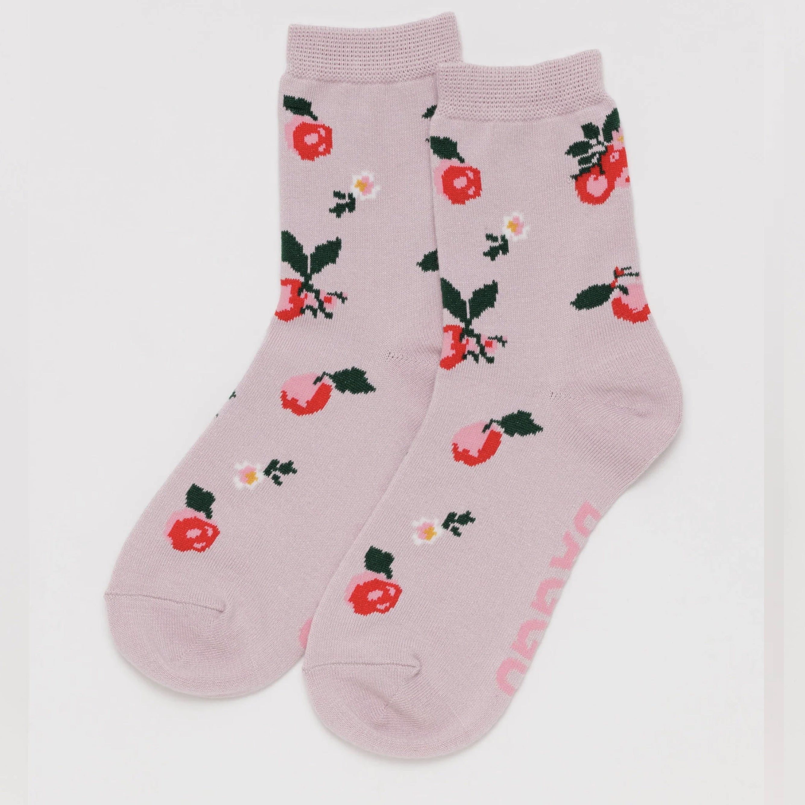 Baggu Crew Sock - Needlepoint Apple
