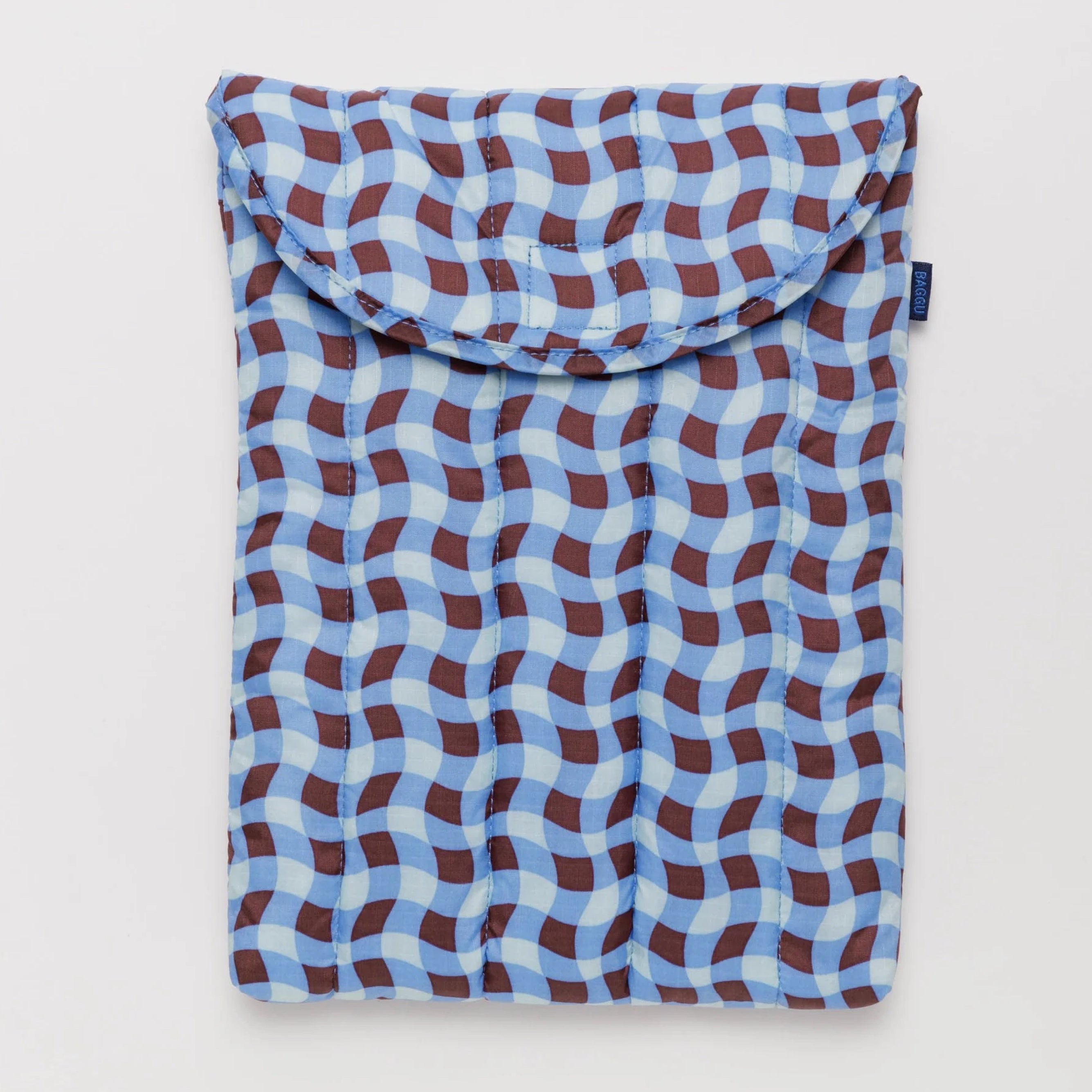 Puffy Laptop Sleeve 13"/14" Wavy Gingham Blue