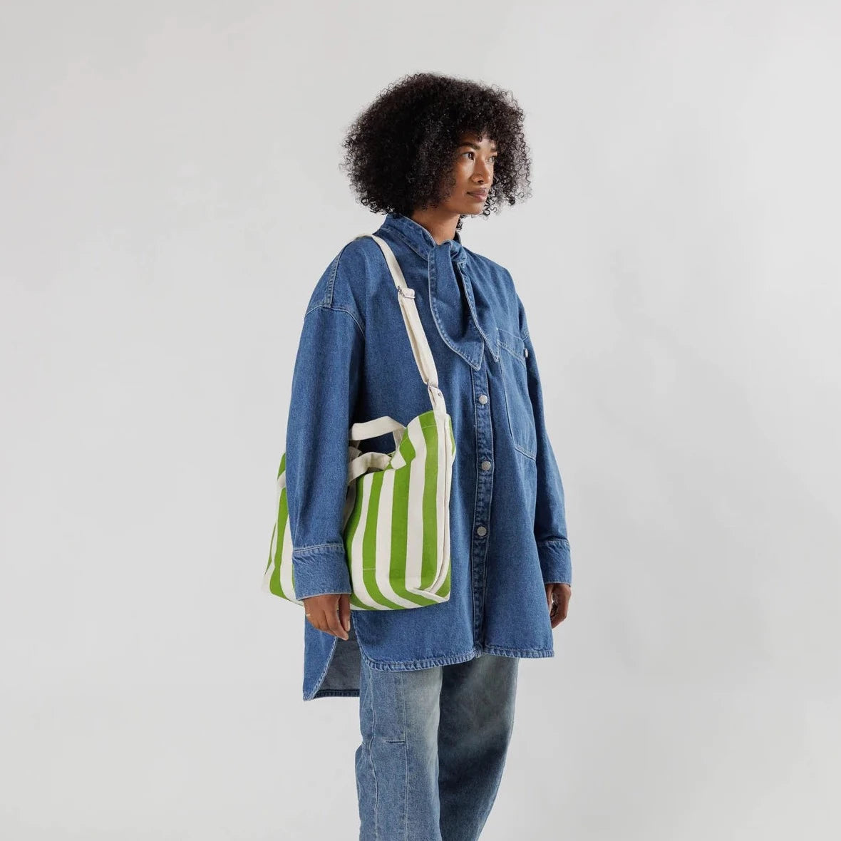 Baggu Horizontal Zip Duck Bag - Green Awning Stripe