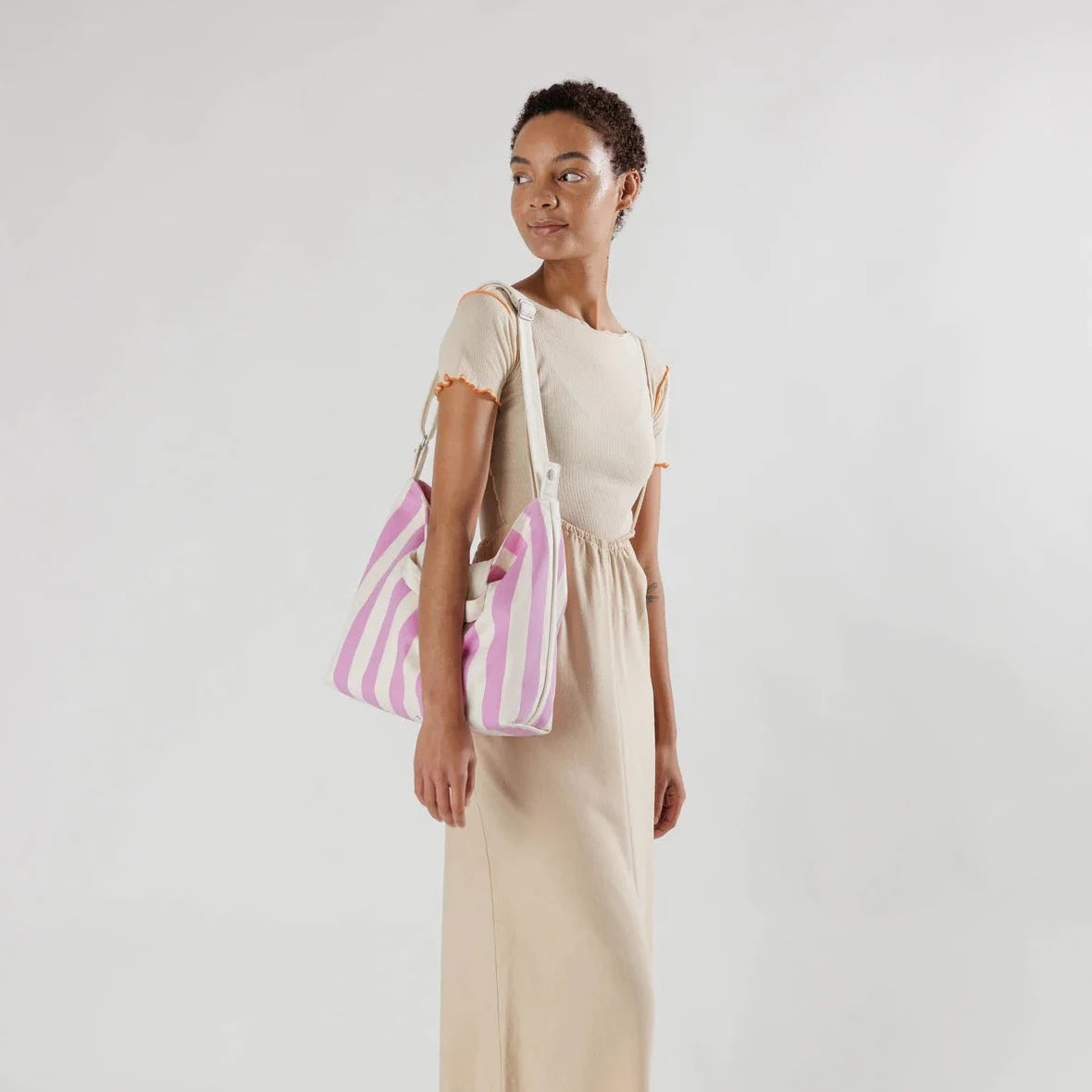 Baggu Horizontal Zip Duck Bag - Pink Awning Stripe