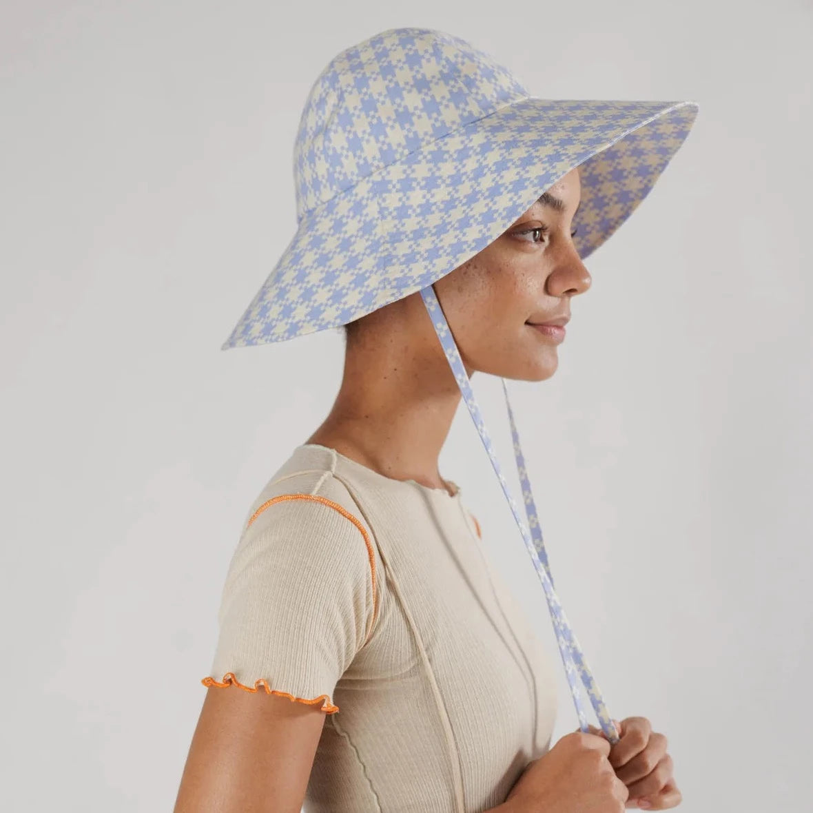 Baggu Sift Sun Hat - Blue Pixel Gingham