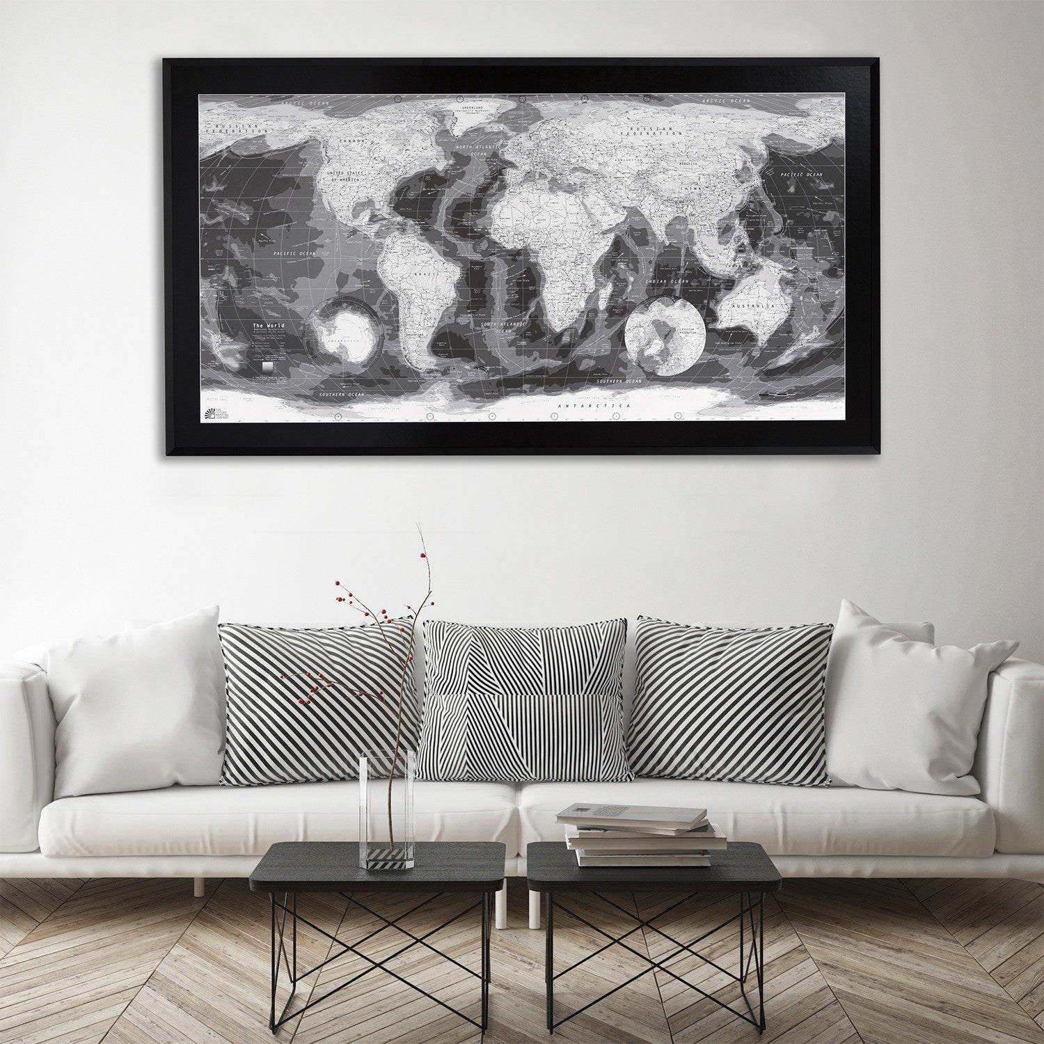 Monochrome - Classic World Wall Map