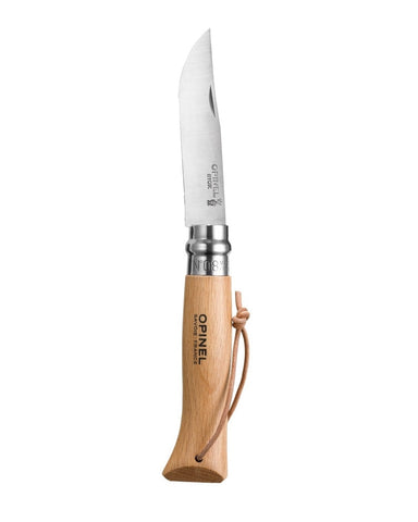 Opinel Traditional #08 - Beechwood Knife With Leather Loop