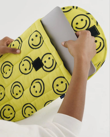 Baggu Puffy Laptop Sleeve 16" - Yellow Happy