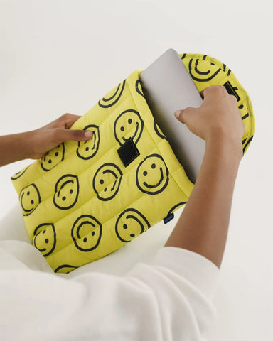Baggu Puffy Laptop Sleeve 13/14" - Yellow Happy