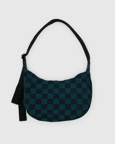 Baggu Crescent Bag - Navy Green Check