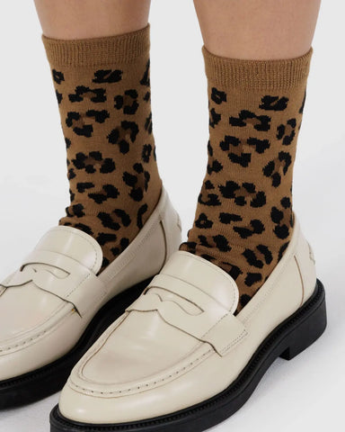 Baggu Crew Sock - Dark Leopard