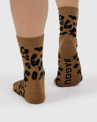 Baggu Crew Sock - Dark Leopard