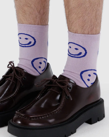 Baggu Crew Sock - Dusty Pink Happy