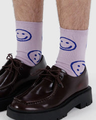 Baggu Crew Sock - Dusty Pink Happy