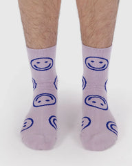 Baggu Crew Sock - Dusty Pink Happy