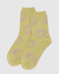 Baggu Crew Sock - Straw Happy