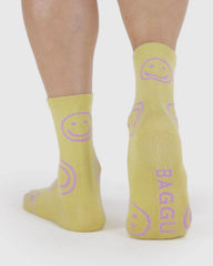 Baggu Crew Sock - Straw Happy
