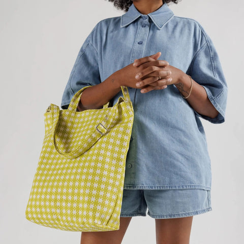 Baggu Duck Bag - Chartreuse Gingham Pixel