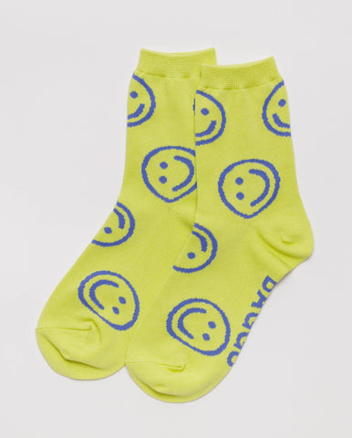 Baggu Crew Sock - Citron Happy