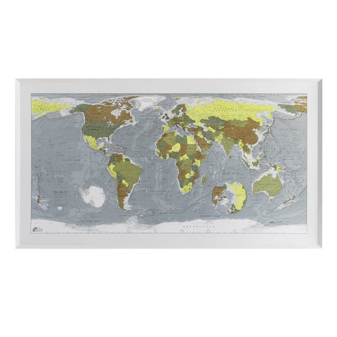 Colour - Classic World Wall Map (yellow, khaki, sage, gold)