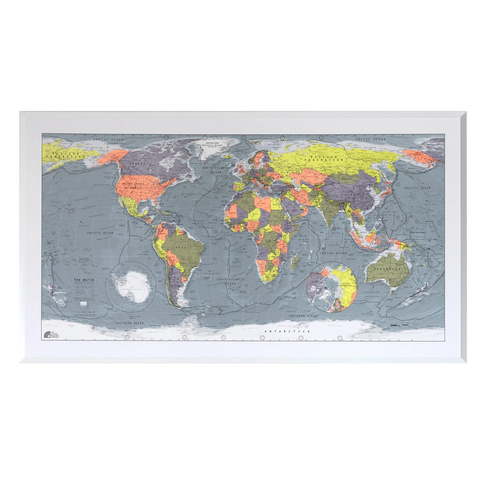 Colour - Classic World Wall Map (orange, lemon, thistle, metallic khaki)
