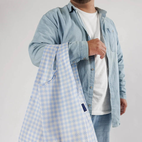 Baggu Reusable Bags Blue Pixel Gingham