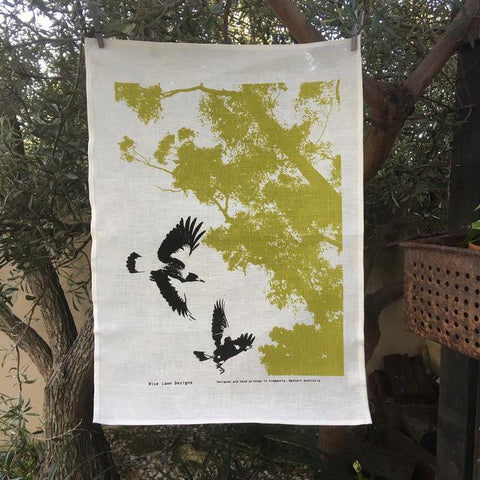 Blue Lawn Designs Tea Towel - Magpies in Flight