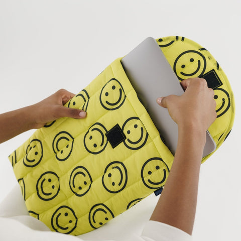 Baggu Puffy Laptop Sleeve 13/14" - Yellow Happy