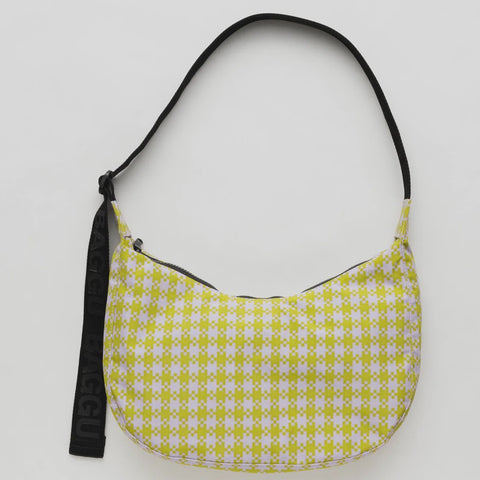 Baggu Crescent Bag Medium - Pink/Pistachio Pixel Gingham