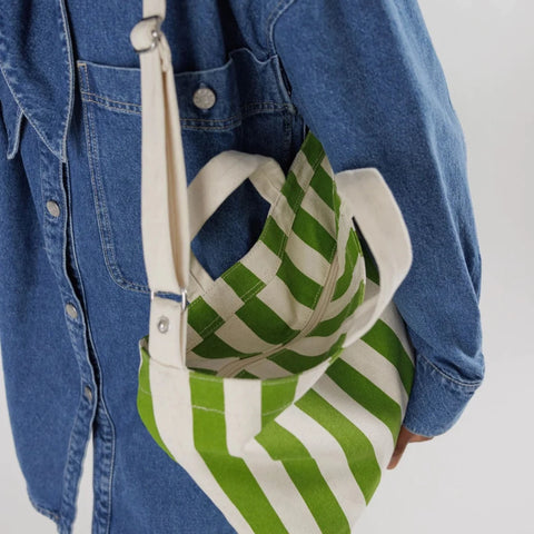 Baggu Horizontal Zip Duck Bag - Green Awning Stripe