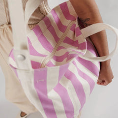 Baggu Horizontal Zip Duck Bag - Pink Awning Stripe