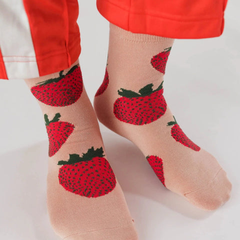 Baggu Crew Sock - Strawberry