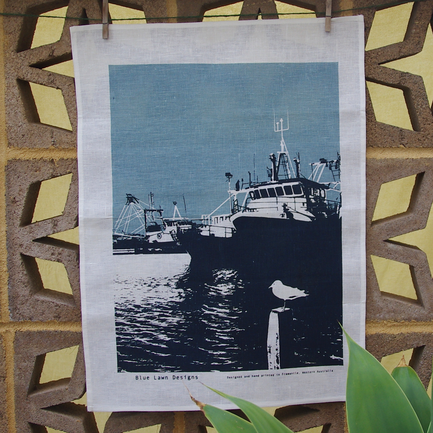 Blue Lawn Designs Tea Towel - Fishing Boat Harbour