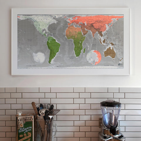 Future Map - world (coral, gold, khaki)